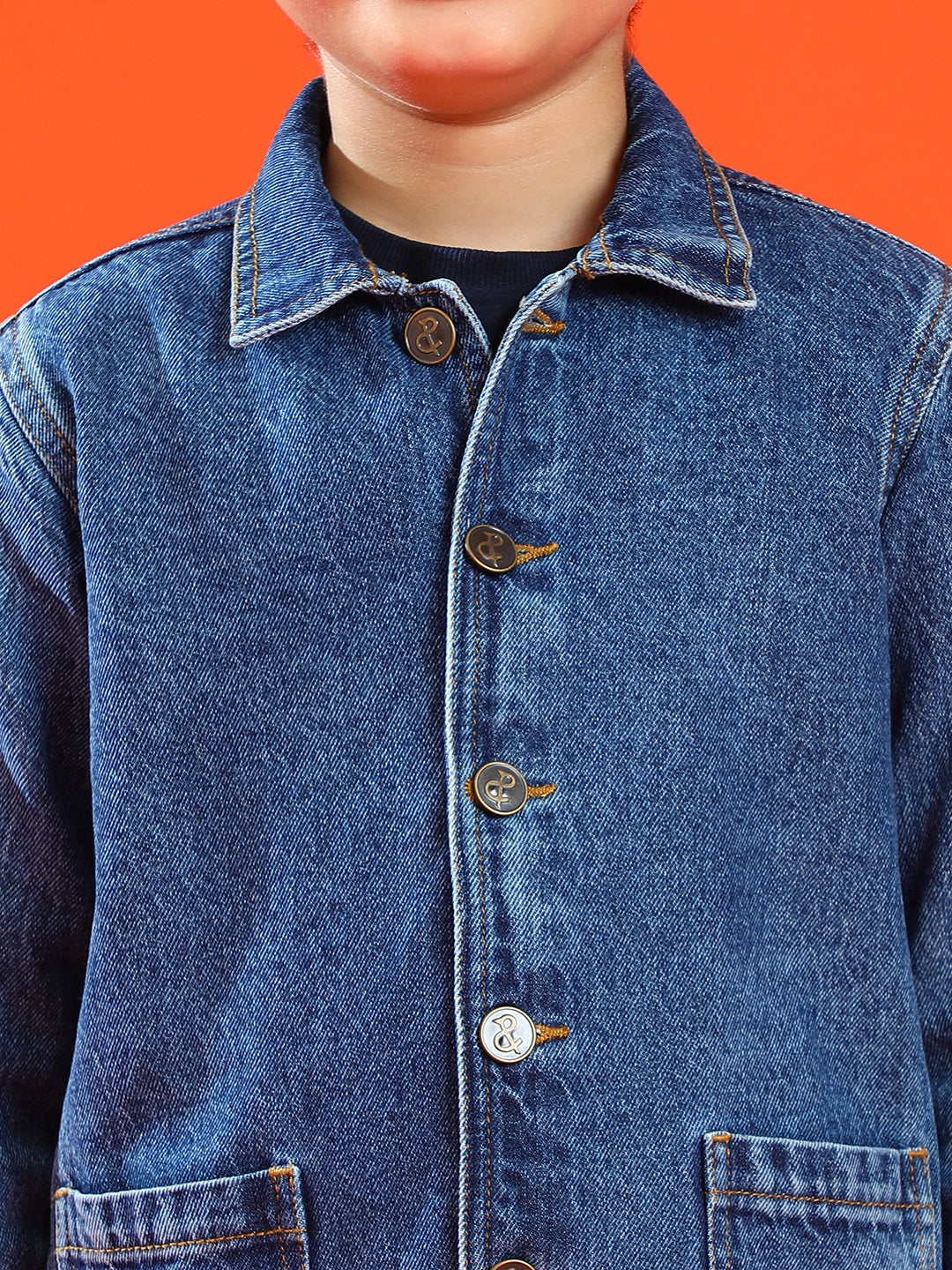 Boy Dark Blue Cotton Washed Shacket
