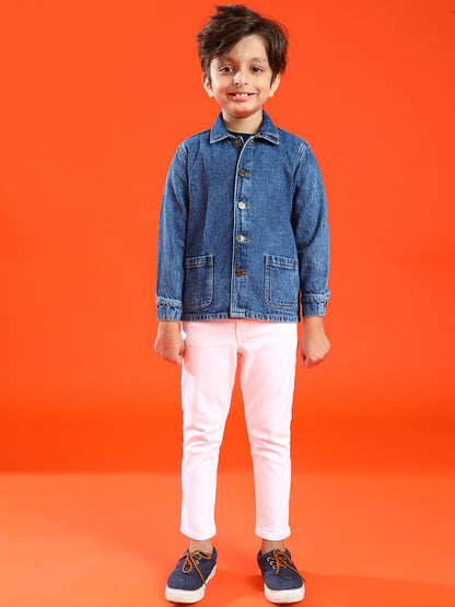 Boy Dark Blue Cotton Washed Shacket