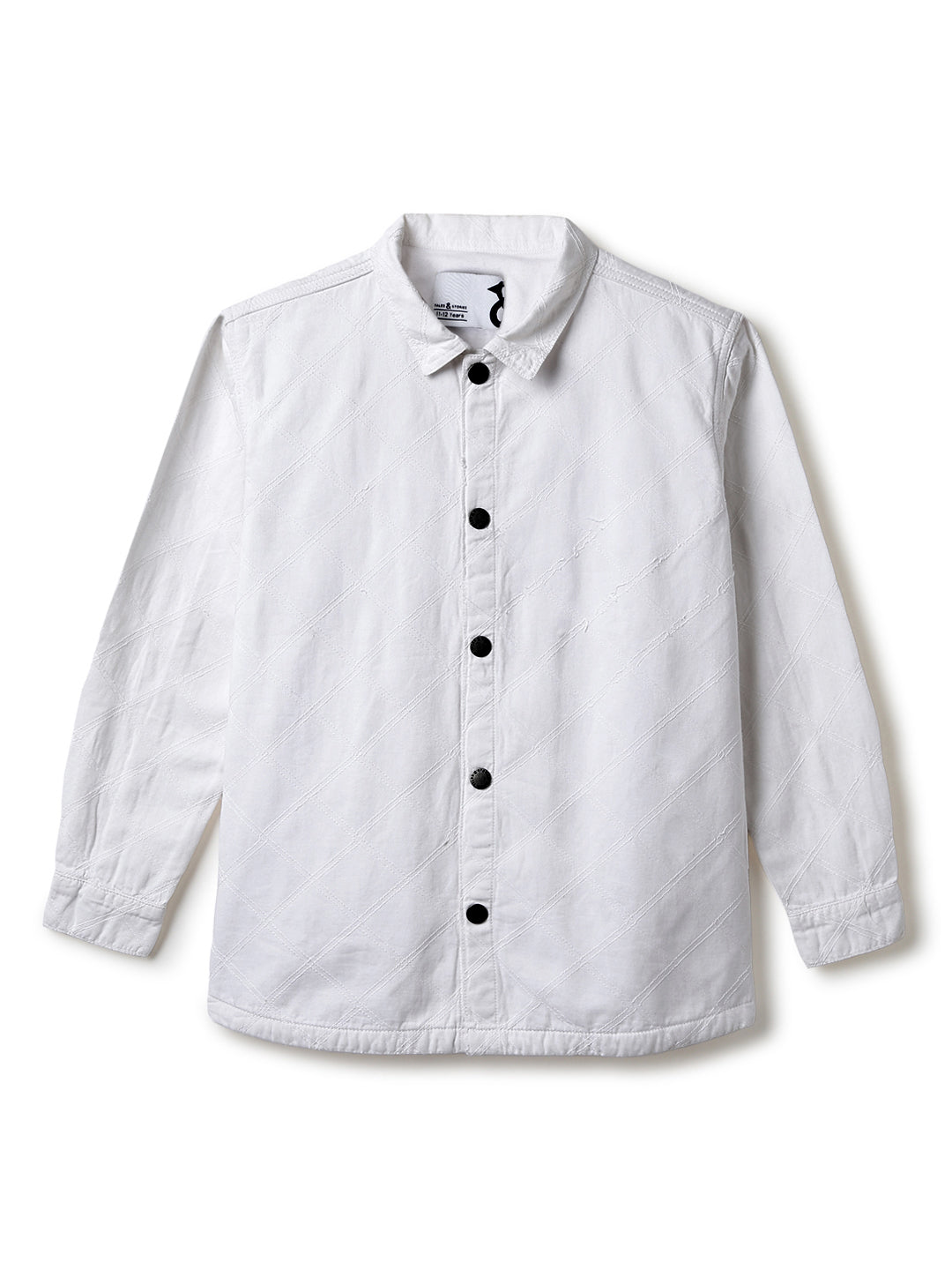 Boys White Solid Shacket