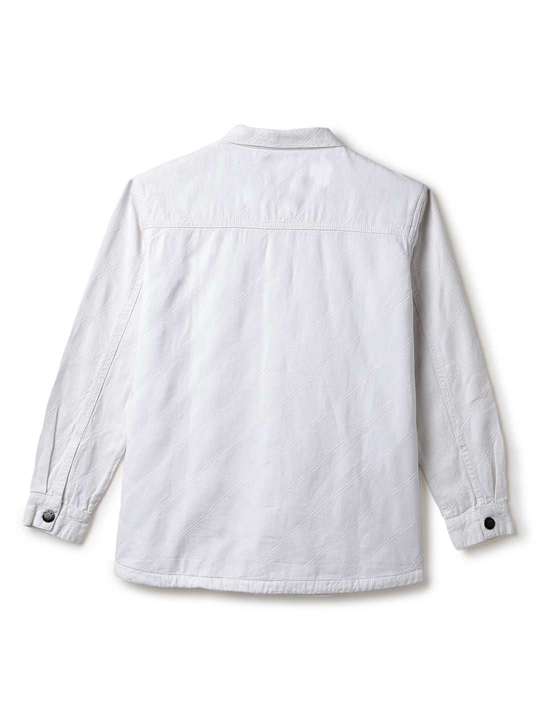 Boys White Solid Shacket