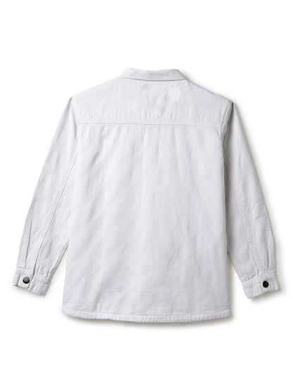 Boys White Solid Shacket