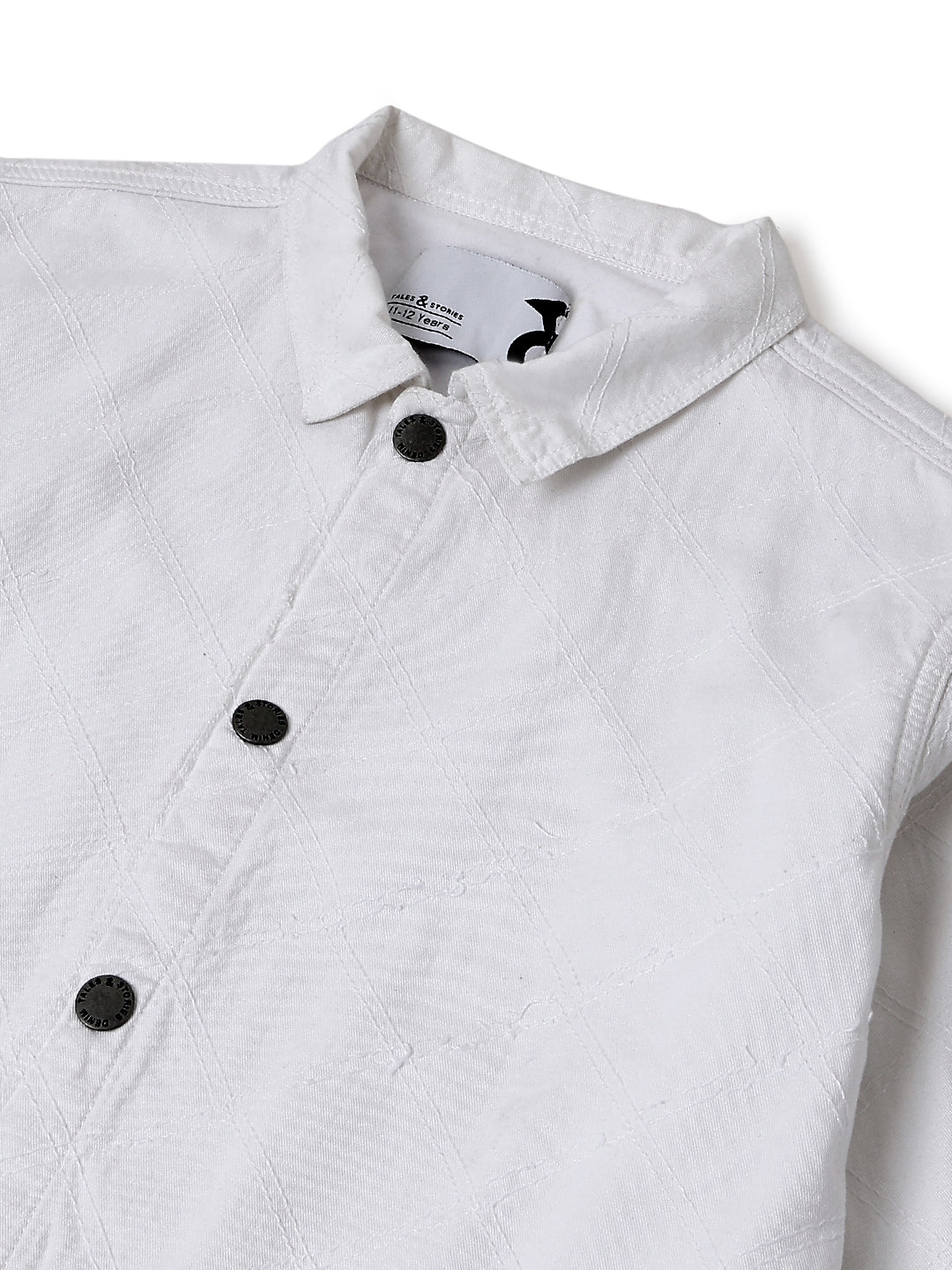 Boys White Solid Shacket