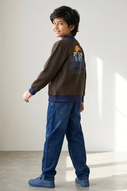 Boys Olive Lycra Solid Sweatshirt