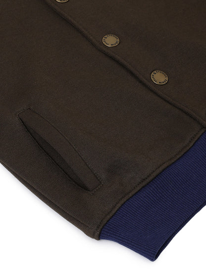 Boys Olive Lycra Solid Sweatshirt