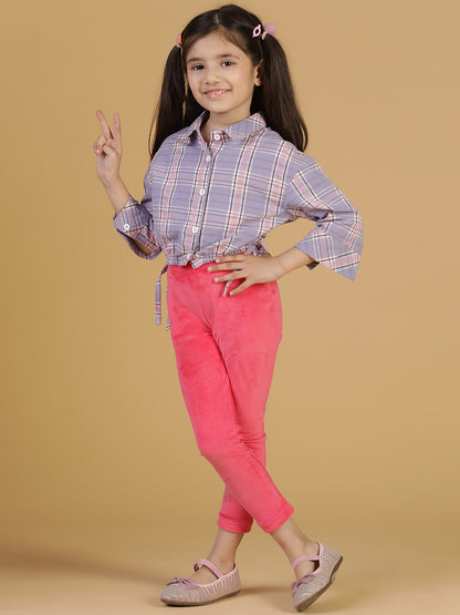 Girls Pink Neon Solid Leggings