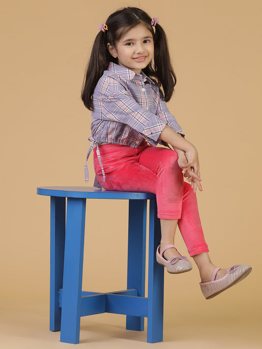 Girls Pink Neon Solid Leggings