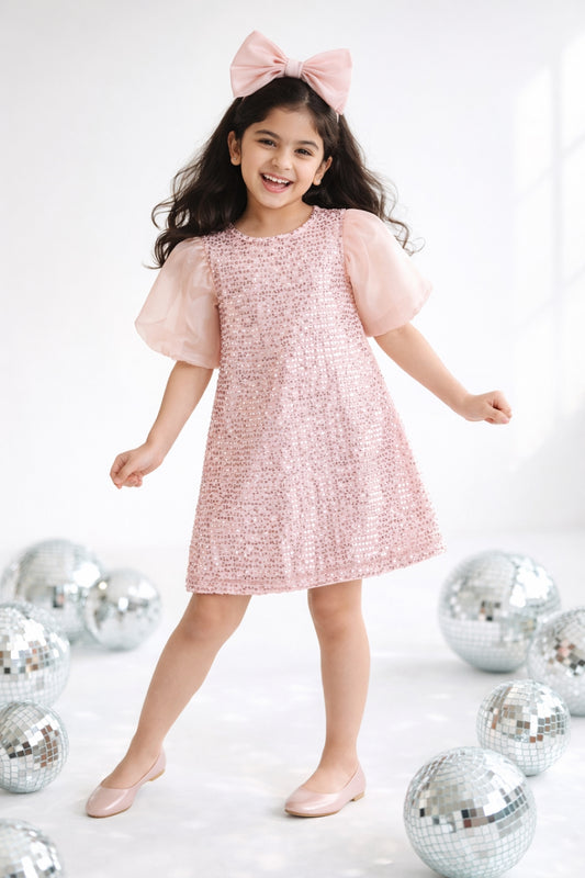 Peach Sequins Dress