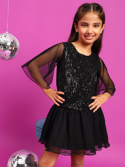 Black Regular Fit Sequins Dress