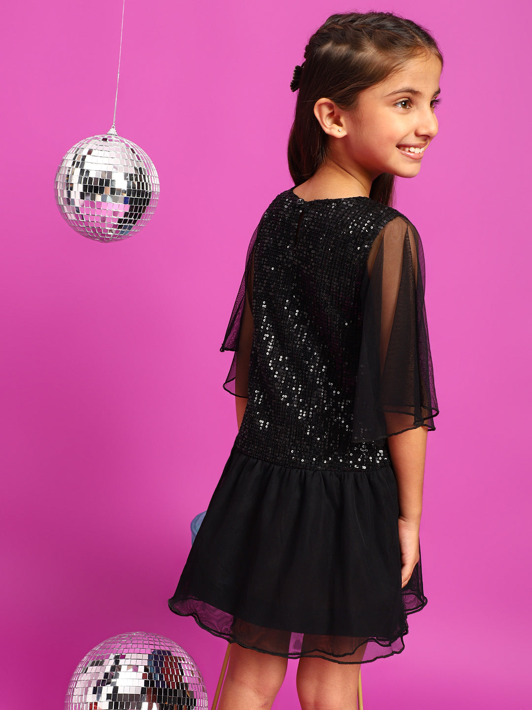 Black Regular Fit Sequins Dress