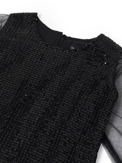 Black Regular Fit Sequins Dress