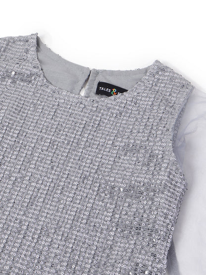 Grey Regular Fit Sequins Dress