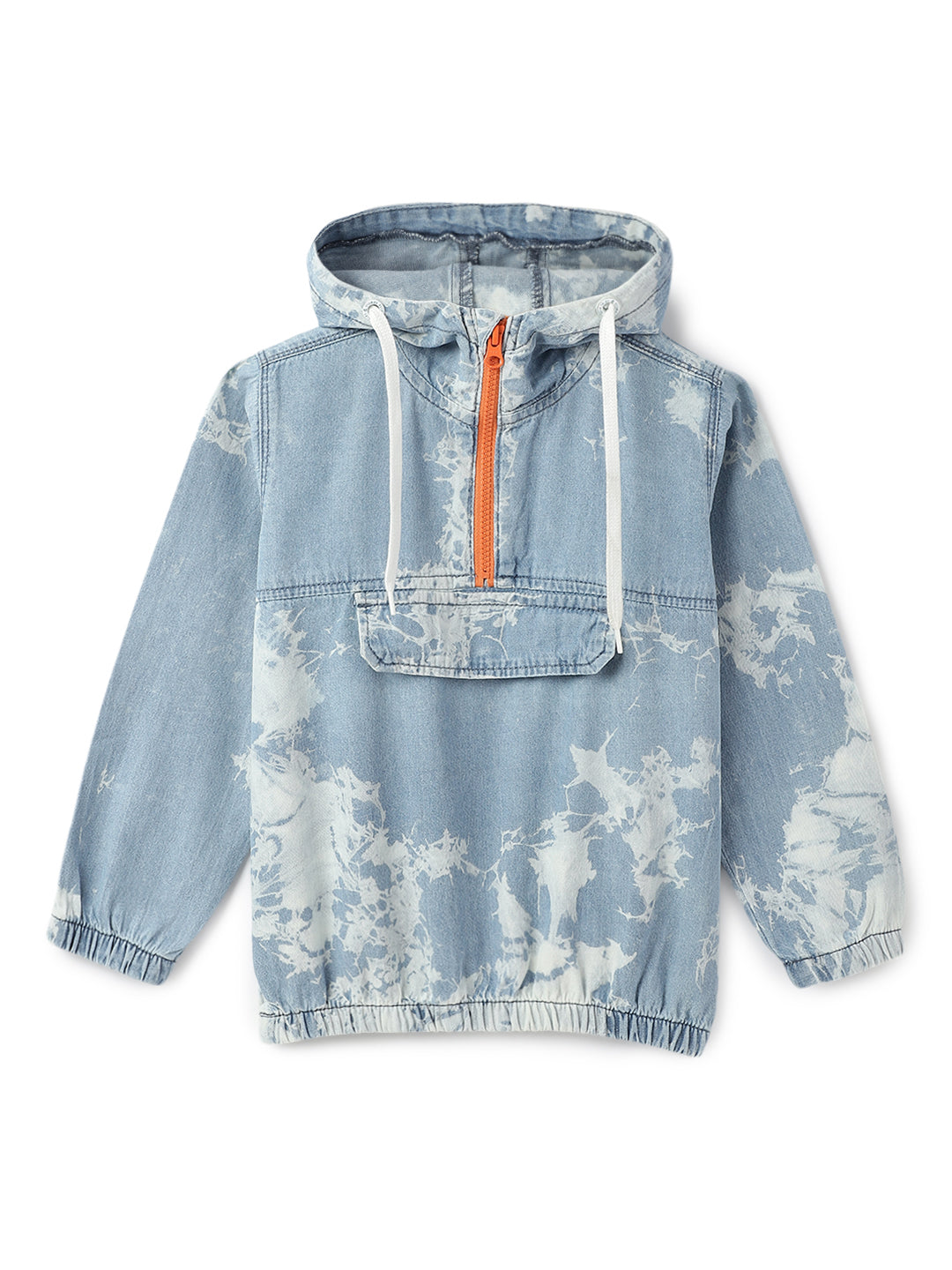 Boys Light Blue Cotton Print Shirt