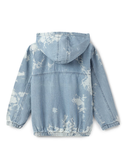 Boys Light Blue Cotton Print Shirt