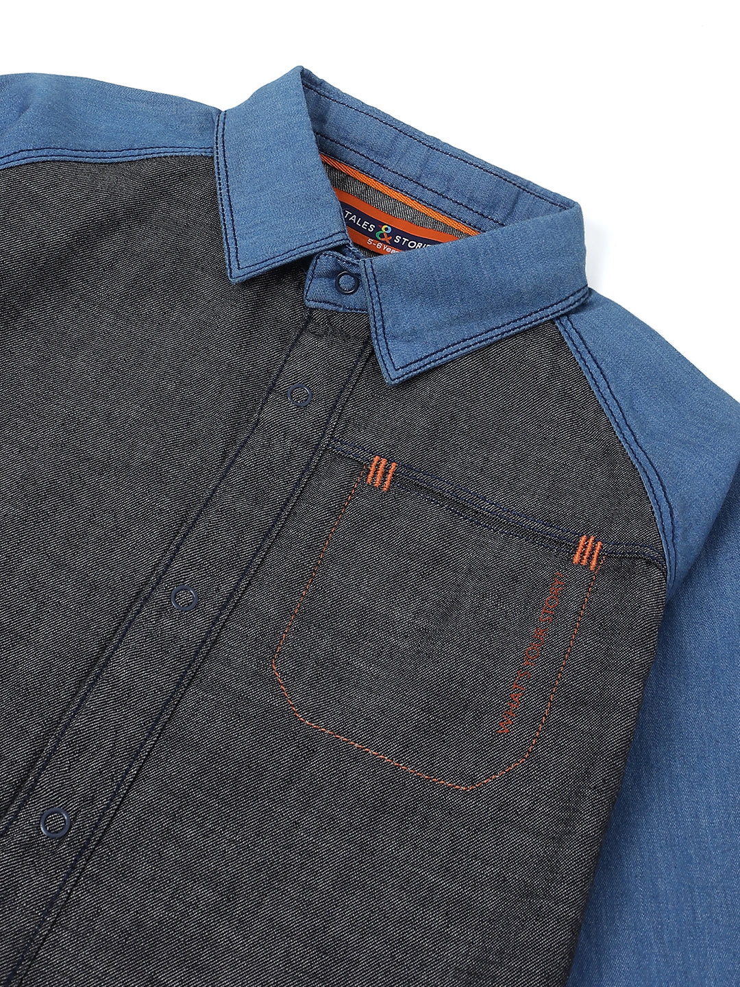 Boys Blue & Black Solid Cotton Shirt