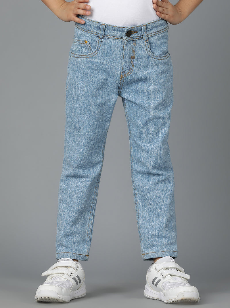 Boys Light Blue Washed Denim Lycra Jeans