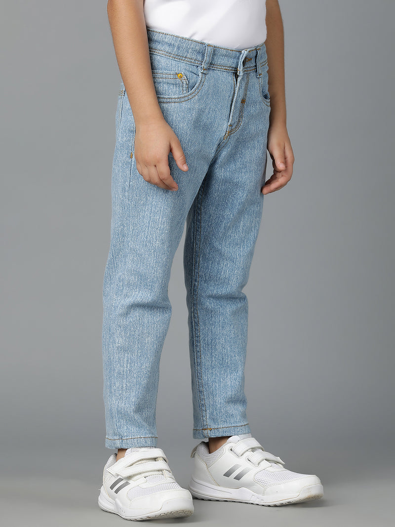 Boys Light Blue Washed Denim Lycra Jeans