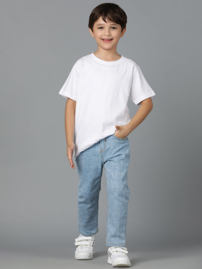 Boys Light Blue Washed Denim Lycra Jeans