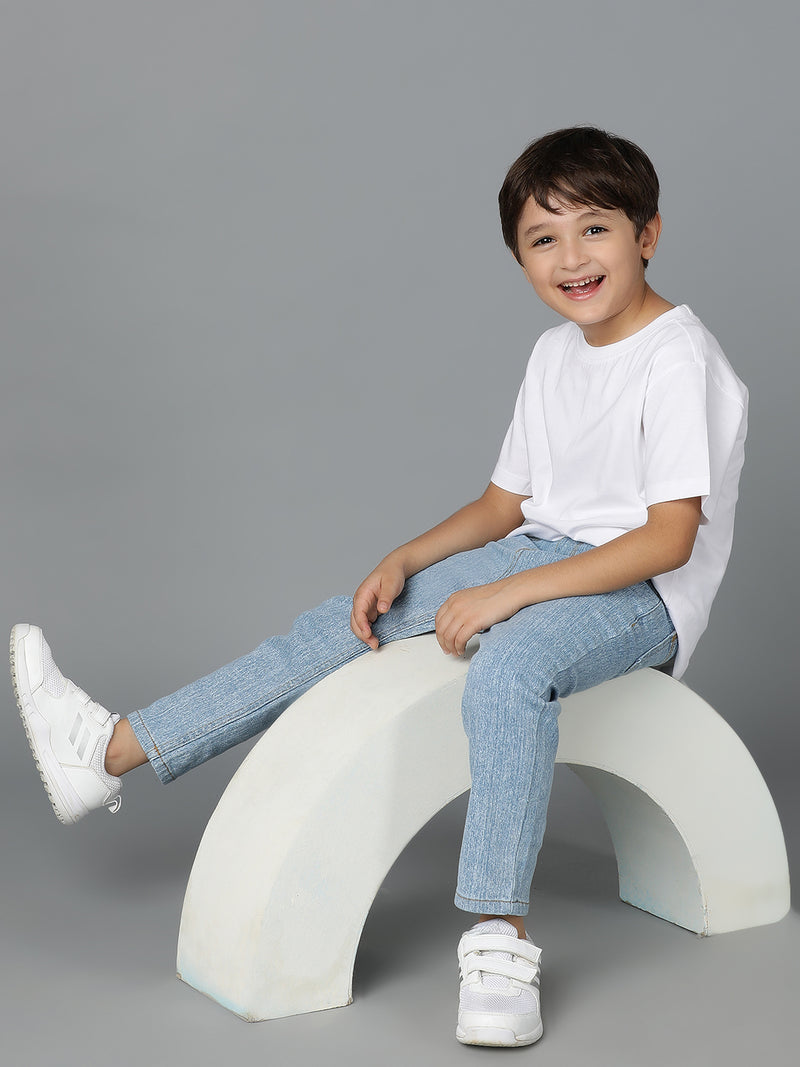 Boys Light Blue Washed Denim Lycra Jeans