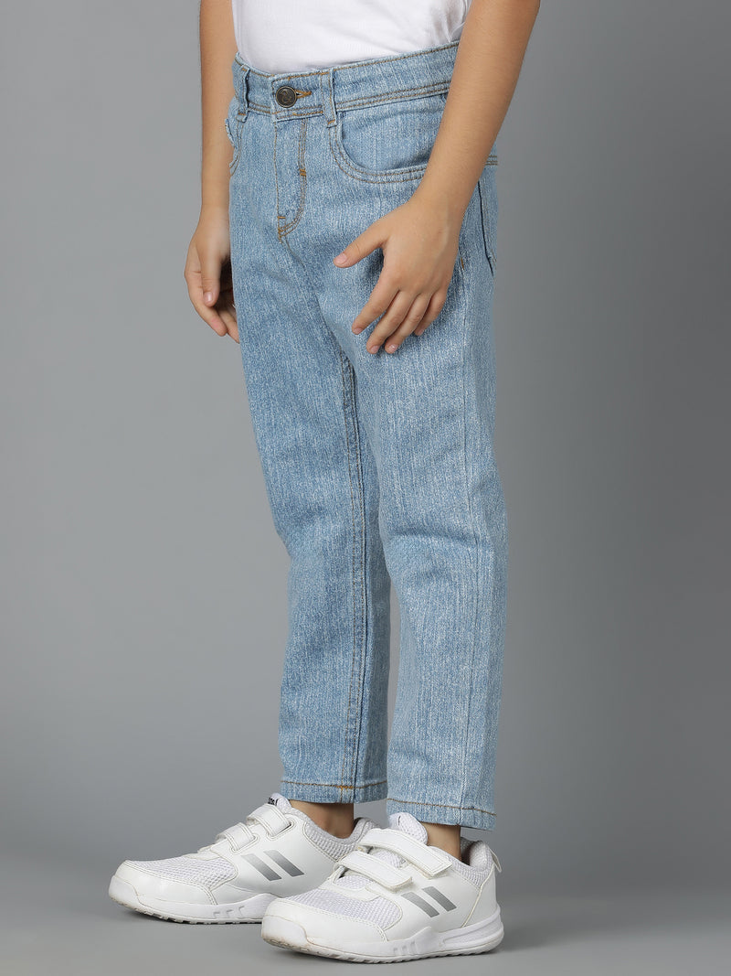 Boys Light Blue Washed Denim Lycra Jeans