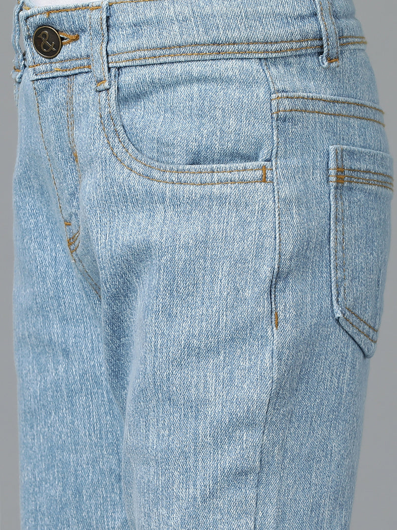 Boys Light Blue Washed Denim Lycra Jeans