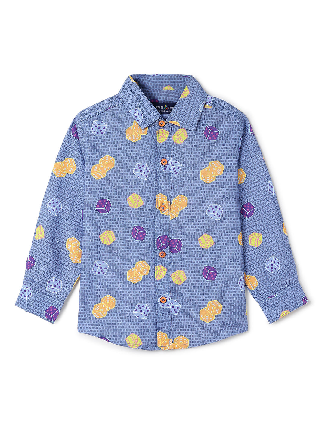 Boys Navy Blue Rayon Printed Regular Fit Shirt
