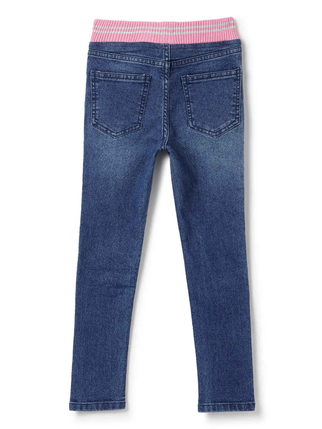 Girls Dark Blue Slim Fit Lycra Washed Jegging