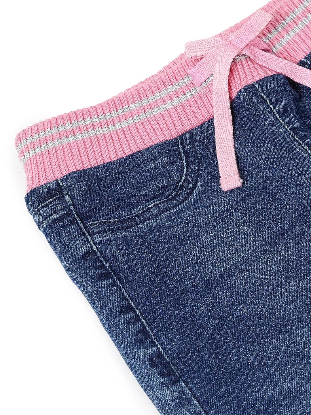 Girls Dark Blue Slim Fit Lycra Washed Jegging