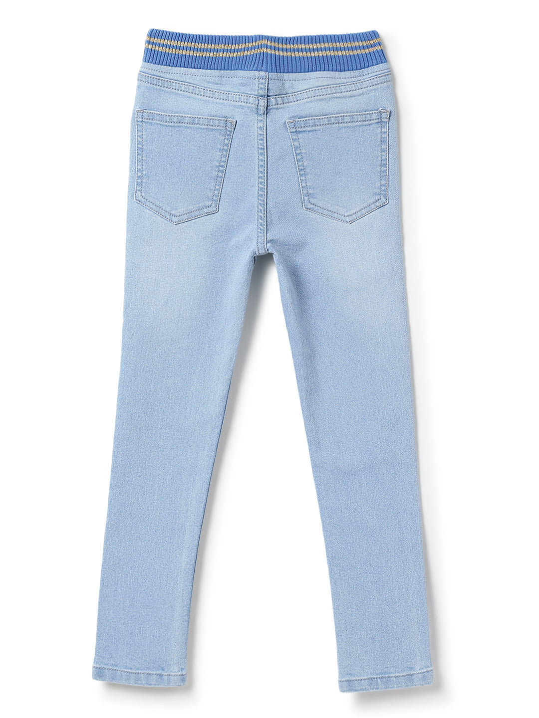 Girls Light Blue Slim Fit Lycra Washed Jegging