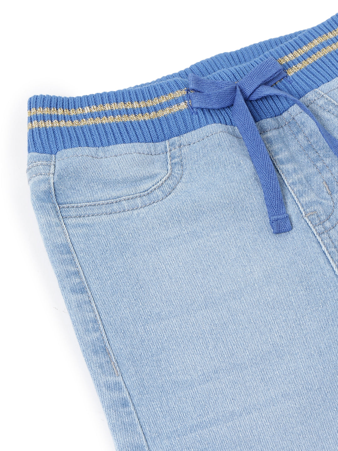 Girls Light Blue Slim Fit Lycra Washed Jegging