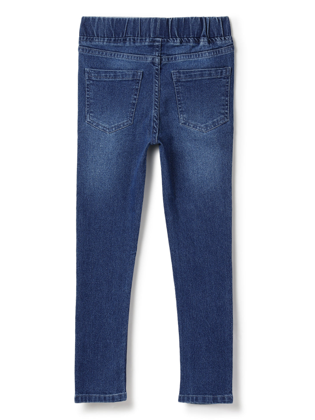 Girls Dark Blue Slim Fit Lycra Washed Jegging