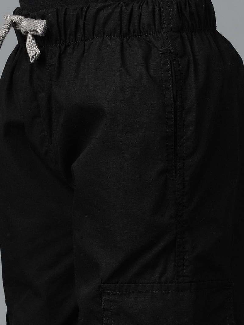 Boys Black Cotton Parachute Joggers