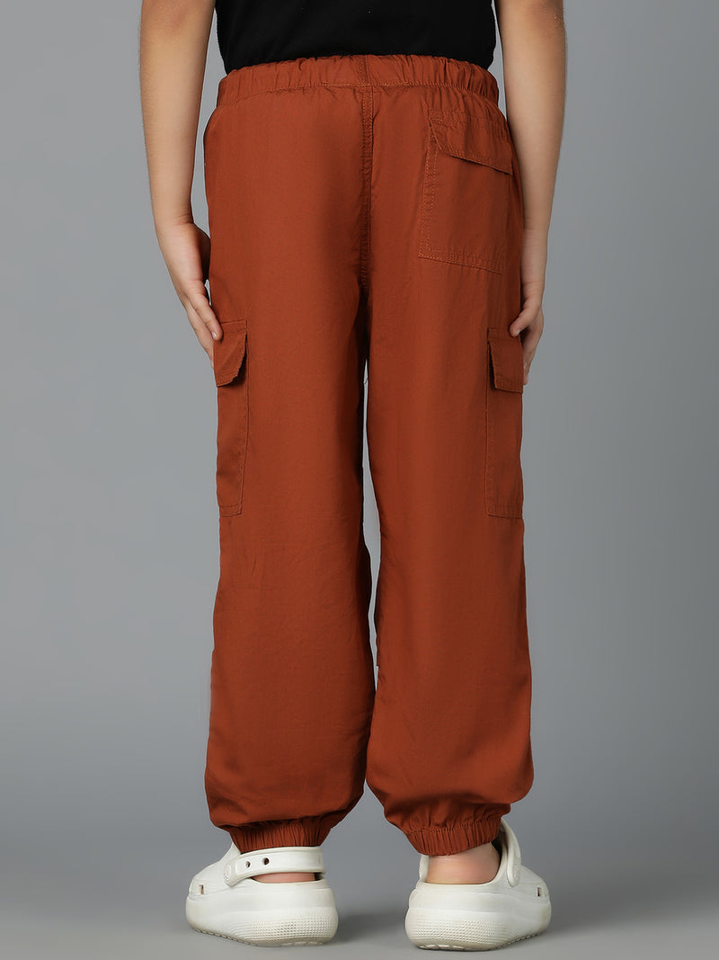 Boys Rust Cotton Parachute Joggers