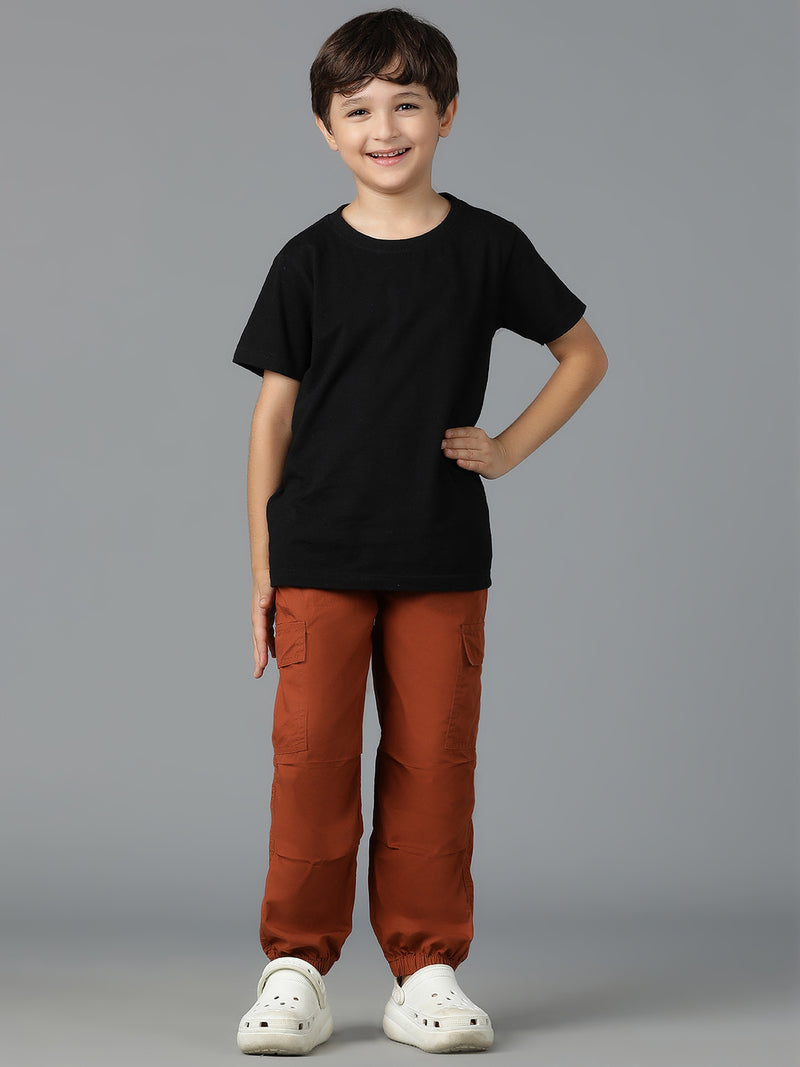 Boys Rust Cotton Parachute Joggers