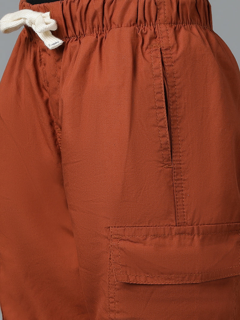 Boys Rust Cotton Parachute Joggers