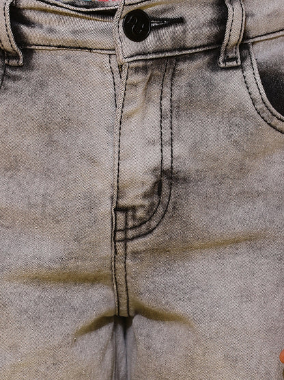 Boys Grey Denim Balloon Fit Washed Cargo Pants