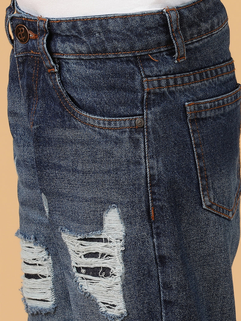 Boys Dark Blue Washed Denim Jeans