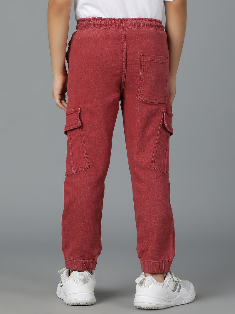 Boys Maroon Washed Lycra Joggers