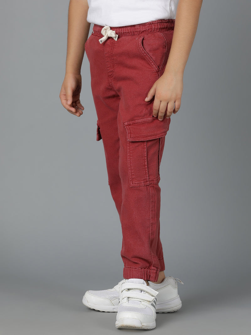 Boys Maroon Washed Lycra Joggers