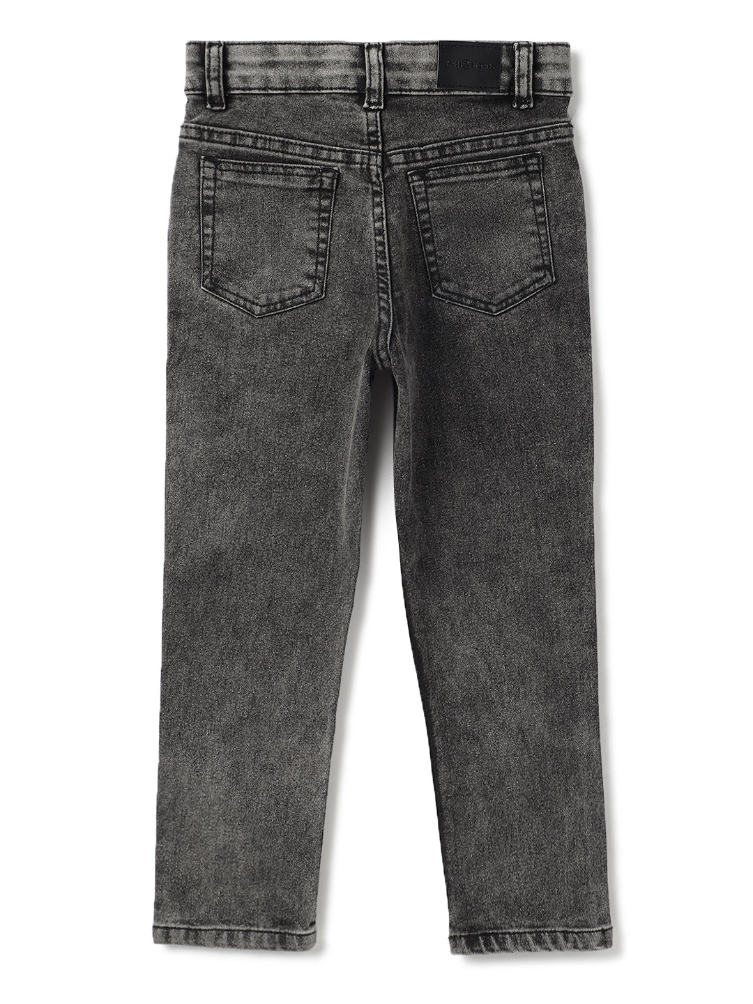 Boys Grey Lycra Washed Slim Fit Jeans