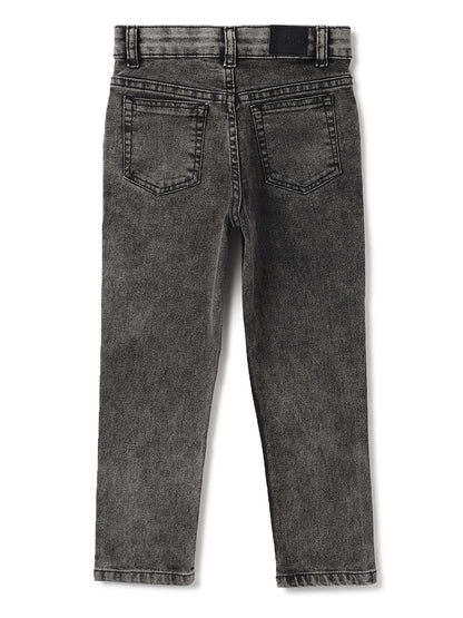 Boys Grey Lycra Washed Slim Fit Jeans