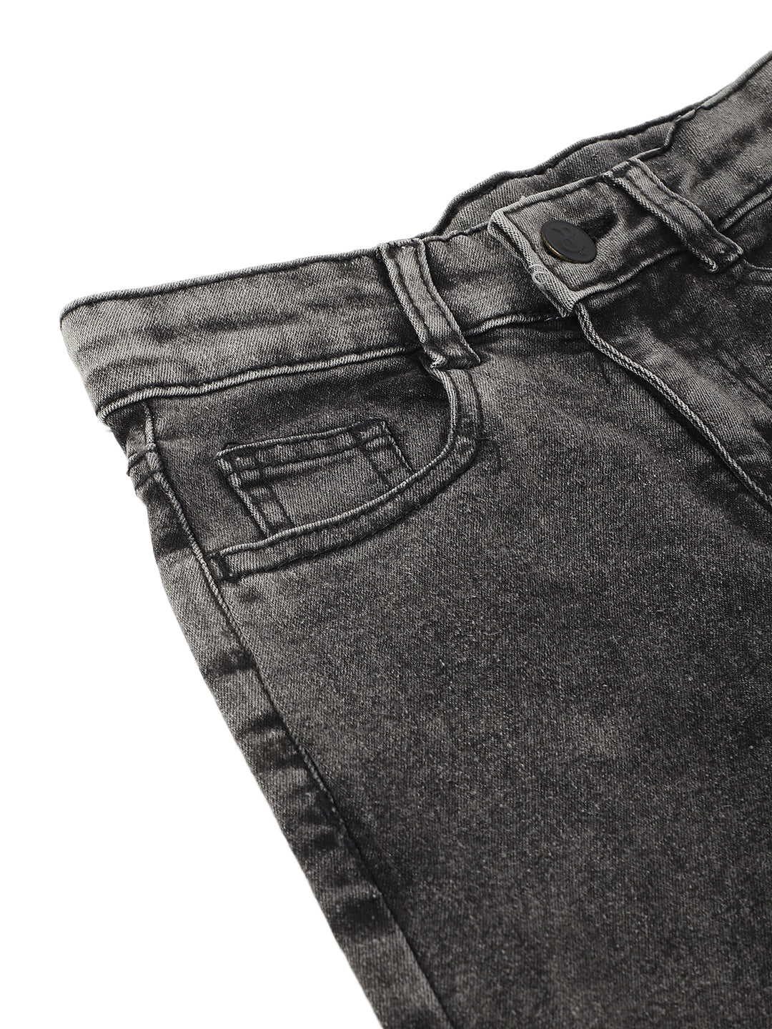 Boys Grey Lycra Washed Slim Fit Jeans