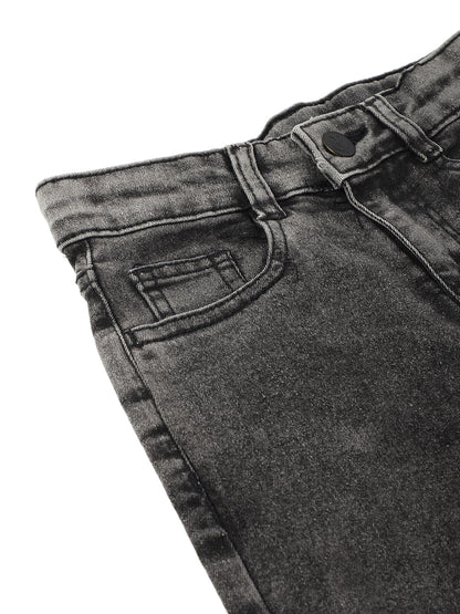 Boys Grey Lycra Washed Slim Fit Jeans
