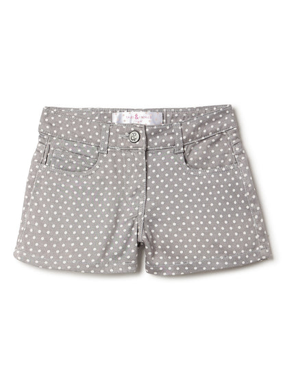 Girls Grey Polka Dot Print Lycra Regular Fit Above Knee Shorts