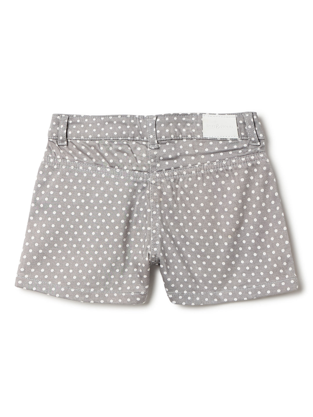 Girls Grey Polka Dot Print Lycra Regular Fit Above Knee Shorts