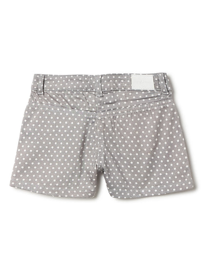 Girls Grey Polka Dot Print Lycra Regular Fit Above Knee Shorts