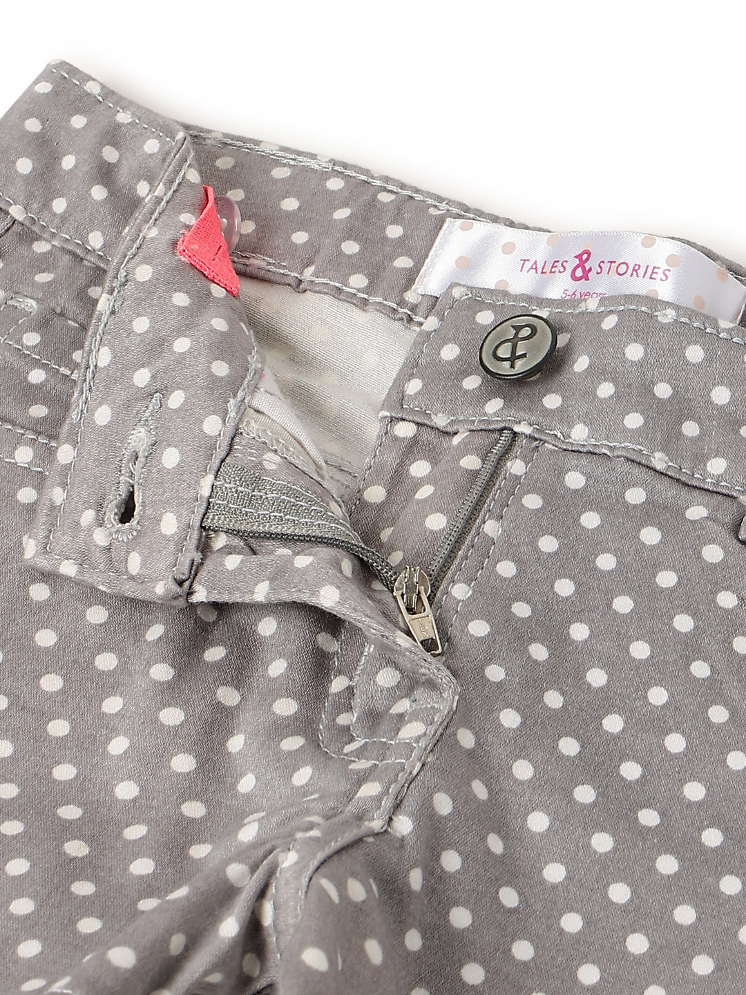 Girls Grey Polka Dot Print Lycra Regular Fit Above Knee Shorts