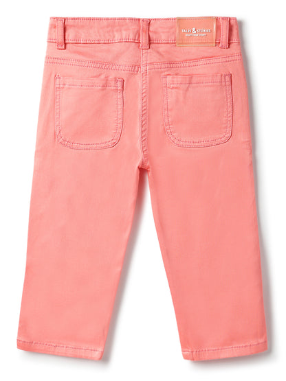 Girls Lycra Pink Solid Capri