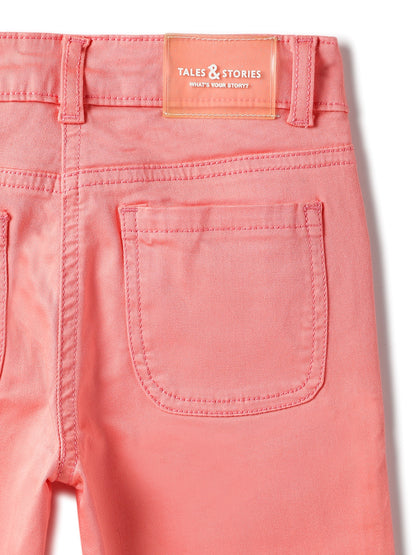 Girls Lycra Pink Solid Capri