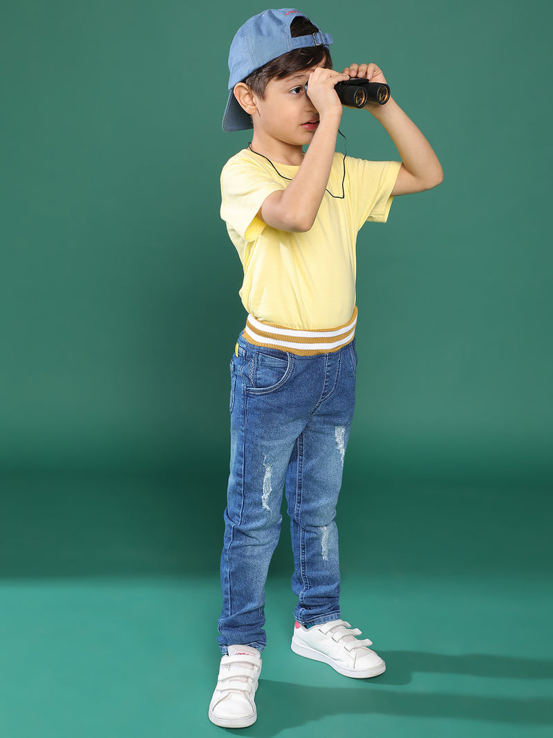 Boys Blue Solid Denim Jeans