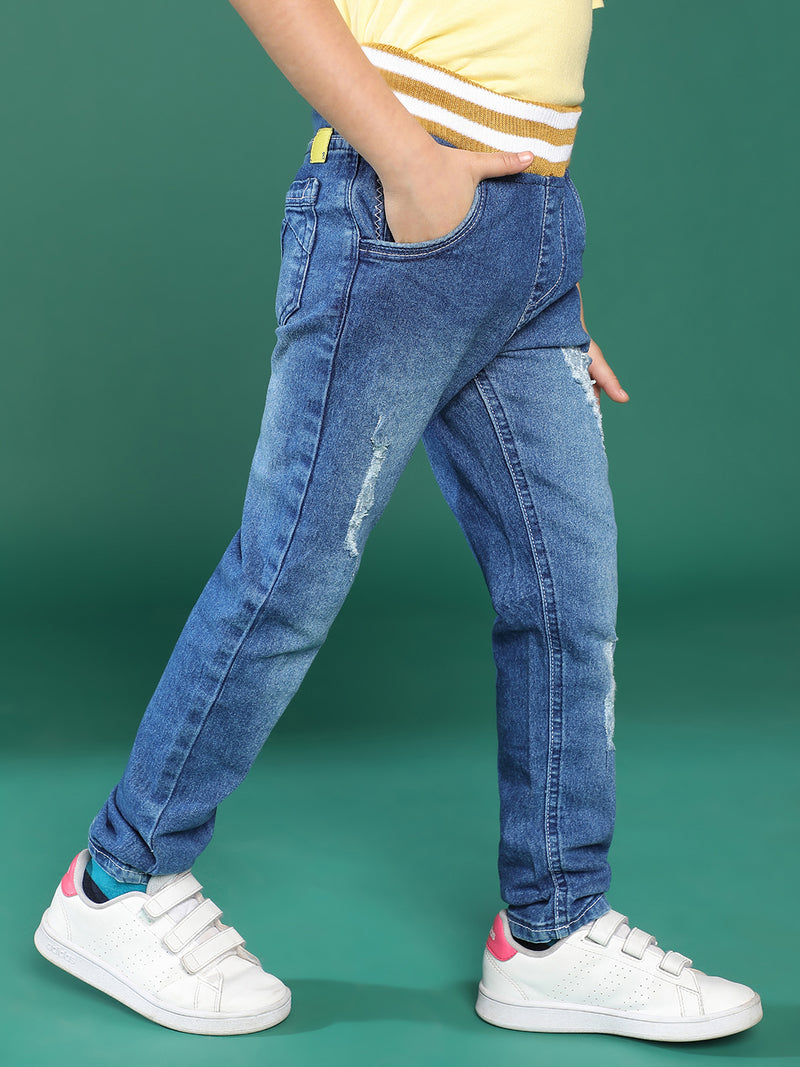 Boys Blue Solid Denim Jeans